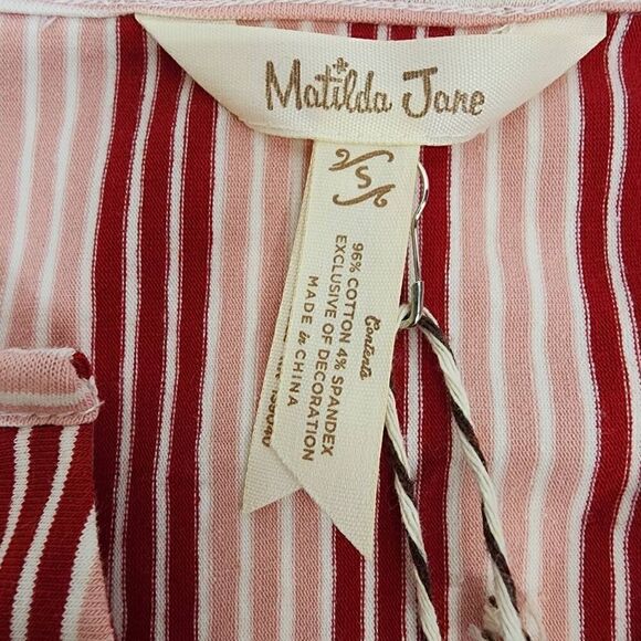 Matilda Jane Size Smal McIntosh Midi Stripe Knit Half Sleeve Dress Pink Red Cott - Picture 7 of 9